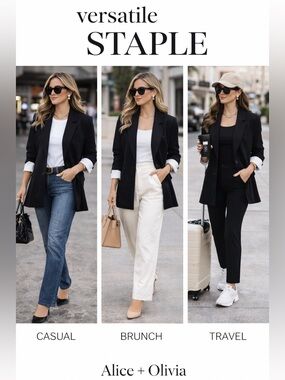 Alice + Olivia Black Blazer | Relaxed Fit | Casual Chic Layering Piece